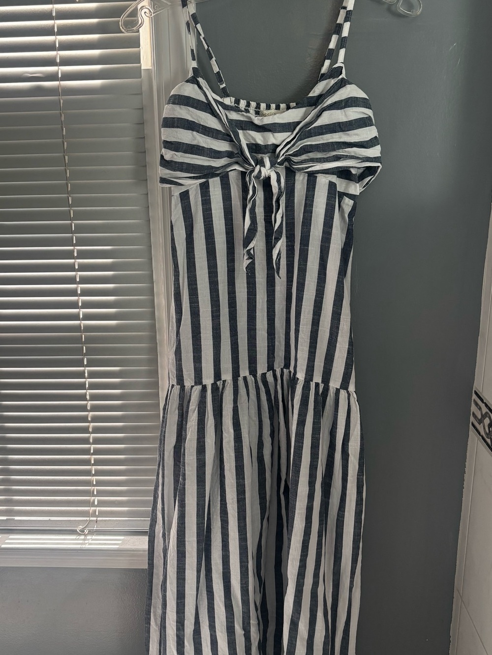 Rebellion Again Striped Blue and White Faux Tie-Front Sundress